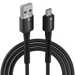 Portronics Konnect X USB-A to Micro USB Fast Charging Cable With Max 3A Output,Fast Charging & Data Transfer, Nylon Braided, Aluminium Alloy Shell, 1M Length compatible with Micro usb Devices(Black)