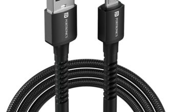 Portronics Konnect X USB-A to Micro USB Fast Charging Cable With Max 3A Output,Fast Charging & Data Transfer, Nylon Braided, Aluminium Alloy Shell, 1M Length compatible with Micro usb Devices(Black)
