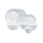 Larah by Borosil Flora Opalware Dinner Set, 19 Pieces, White
