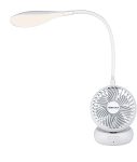 Bajaj Airlight 85 MM Personal Rechargeable Fan With Task Lighting | 8 W Table Fan | 360-Degree Table Lamp | 3-6 Hours Battery Backup | Silent Operation | USB Charging Fan | 1-Year Warranty 【White】