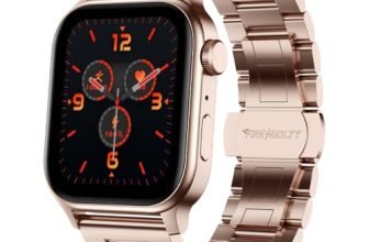 Fire-Boltt Rise Luxe Bluetooth Calling Smart Watch, 1.85”HD Display,AI Outfit Watch Face, 2 Looks in 1 Watch, Extra Straps at ₹99, 120+ Sports Modes, Metal Smartwatch for Men & Women (Rose Gold)