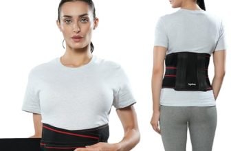 Lifelong Contoured Lumbar Sacral Belt | Adjustable Elastic Straps, 4 Metallic Splints & Strong Back Support | Free Size, Breathable Sweat-Free Fabric for Pain Relief & Posture (LLOBS07)