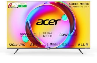 Acer 139 cm (55 inches) Super Series 4K Ultra HD Smart QLED Google TV AR55QDXGU2875AT (Black)