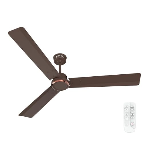 Bajaj Classico Sleek Plus 5S 1200MM (48”) BLDC Ceiling Fan with Remote | BEE 5 Star Rated Energy Efficient | Power Saving | Sleek Compact Design | High Air Delivery |2-Year Warranty |Red Walnut