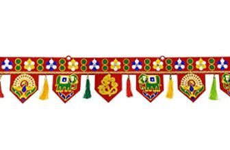 Navya Fashion Velvet Handmade Door Hanging/Bandarwal/Toran for Door, Traditional Bandarwal for Door, 37″ inch Length, Multicolour, Medium(T9)
