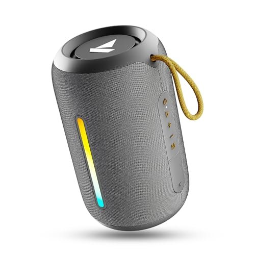 boAt Stone 352 Pro/Stone 358 Pro w/ 14W Signature Sound, Up to 12 Hours Playback, RGB LEDs, TWS Feature, Built-in Mic, BTv5.3, Free Music Streaming on JioSaavn Bluetooth Speaker (Groovy Grey)