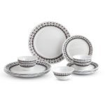 CELLO Lumina Imperial Plus Series Opalware Dinner Set of 19 Pieces For Family of 6 | Bone-Ash Free & Leadfree Opal Glass Microwave & Dishwasher Safe Crockery Plates & Bowls Set For Daily Use & Gifting