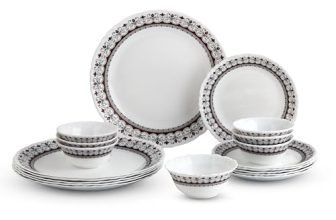 CELLO Lumina Imperial Plus Series Opalware Dinner Set of 19 Pieces For Family of 6 | Bone-Ash Free & Leadfree Opal Glass Microwave & Dishwasher Safe Crockery Plates & Bowls Set For Daily Use & Gifting
