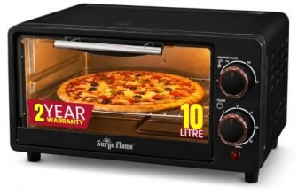 Surya Flame Zolo 10L OTG Oven for Kitchen, 1200W Compact Toaster Griller for Baking Pizza, Cake, Grilling | Auto-Shut Off with Ready Bell | Multi-Stage Heat Selection & Timer | 2 Year Warranty