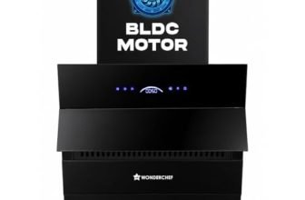 Wonderchef Ultra Slant 60cm Filterless Auto-clean Kitchen Chimney with Oil Collector, BLDC Motor, Suction 2000 m3/hr, Motion Sensor + Touch Control, 15-Yr Warranty on Motor & 5-Yr Comprehensive, Black