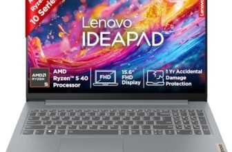 Lenovo IdeaPad Slim 3 AMD Ryzen 5 40 15.6″ (39.6cm) FHD Thin and Light Laptop (16GB RAM/512GB SSD/Backlit Keyboard/Windows 11/Microsoft 365 Basic + Office 2024/Grey/1.6Kg), 82XQ01HQIN