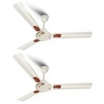 LONGWAY Creta P2 1200 mm/48 inch Ultra High Speed 3 Blade Anti-Dust Decorative Star Rated Ceiling Fan 2 Years Warranty (Ivory, Pack of 2)