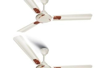 LONGWAY Creta P2 1200 mm/48 inch Ultra High Speed 3 Blade Anti-Dust Decorative Star Rated Ceiling Fan 2 Years Warranty (Ivory, Pack of 2)