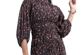 Tokyo TALKIES Women Mini V Neck 3/4 Sleeve Dress TTJ6008275 Black XL