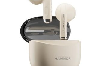 HAMMER Ultra Pods True Wireless Earbuds with in-Built Mic, 100H Standby Time, 1H Charging USB Type-C, 13mm Dynamic Drivers, 50H Playtime, BT v6.0 Connectivity, IPX5 Water Resistant (Beige)