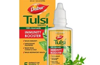Dabur Tulsi Drops- 50% Extra: Concentrated Extract Of 5 Rare Tulsi For Natural Immunity Boosting & Cough And Cold Relief: (20Ml +10Ml Free)