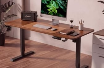 Ergo throne V ONE Electric Standing Desk with One-Piece Solid Top | Heavy Duty Height Adjustable Computer Desk | 3 Memory Preset | 5 Year Warranty | for Home Office (Grenade Pine, 100 * 60 CM)