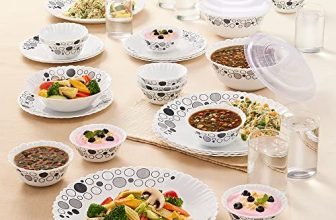 Larah By Borosil 35pc Opalware Dinner Set with Vision Glass Set for Family of 6, Microwave & Dishwasher Safe, Bone-Ash Free, Crockery Set for Dining & Gifting, Plates & Bowls (Luna)