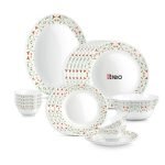 Treo by Milton Opalware Aurelia Meena Dinner Set of 21 | Serving for 6 | Microwave & Dishwasher Safe | Bone-Ash Free | Tempered Toughness | Plates & Bowls | Crockery Set for Dining & Gifting