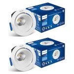 Philips Aluminium 12-watt Round LED COB Spot Light|3 Colors in 1 Astra Spot LED Spotlight for Display & Decorations|Adjustable and Tiltable|Cut Out: 84mm, Color: Tunable White, Pack of 2
