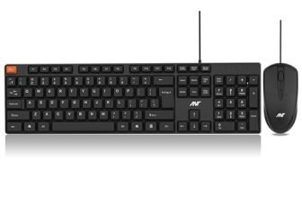 Ant MASTER15 Wired Keyboard and Mouse Combo, 104-Key Full-Size Silent Membrane USB Keyboard & 1000 DPI High-Precision Optical Mouse for Laptop/PC, Ergonomic Lightweight Design, Plug & Play – Black