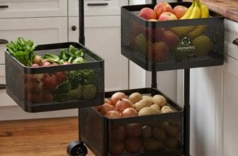HomeWiz Square Kitchen Rack 3- Layer | Lifetime Usage Heavy Duty Steel Trolley | Kitchen Storage | Onion Potato Rack For Kitchen | Multipurpose Storage Rack for Fruits & Vegetables | Rust-Free Forever