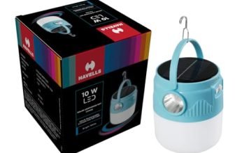 Havells Solar Lighthouse NXT 10W| 360° Light Distribution| 4000 mAh Lithium-Ion Rechargeable Battery| 2 Light Modes| Torch – Usage up to 7 Hours Multi-Function Canopy Light for Camping & Marketplace