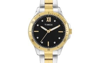 TIMEX Analog Watch for Women with Black Dial & Multicolor Stainless Steel Bracelet Band – Water Resistant Women’s Wrist Watches -TWEL232SMU04