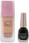 LAKMÉ 9To5 Primer + Matte Perfect Cover Liquid Foundation for combination Skin,Buildable, W240 Warm Beige, 25 Ml And Lakme Insta Eye Liner, Black, 9Ml