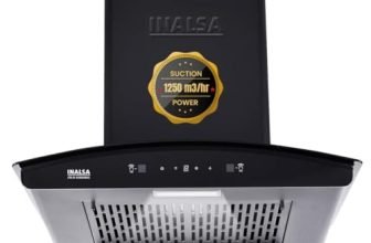 INALSA Kitchen Chimney for Home Auto clean|Filterless Chimney|Motion Sensor & Touch Control|60 cm 1250 m³/hr Suction|7 Year Warranty On Motor (Zylo60BKMAC)