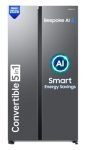 Samsung 653 L, 3 Star, Frost Free, Double Door, Convertible 5-in-1 Digital Inverter, Side By Side AI Enabled Smart Refrigerator with WiFi (RS76CG8003S9HL, Silver, Refined Inox)