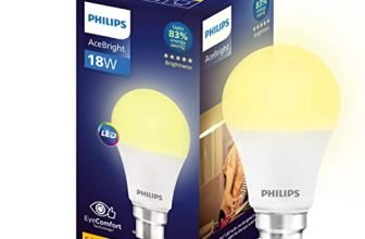 Philips 18w LED Bulb |AceBright High Wattage LED Bulb|Base: B22 Light Bulb for Home | Golden Yellow, Pack of 1