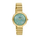 Sonata Poze 9 with Quartz Analog Green Dial IPG SS Cut fold Strap Watch for Women – SP80184YM02W