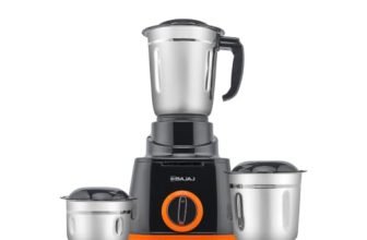 Bajaj Rex 500W Mixer Grinder | 3 Stainless Steel Jars with Multifunctional Blades | Nutri-Pro Feature for Efficient Grinding & Blending | Adjustable Speed Control | 1 Year Warranty | Black & Orange