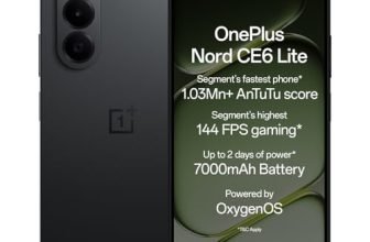 OnePlus Nord CE6 Lite | 6GB+128GB | Hyper Black | Segment’s Fastest Dimensity 7400 Apex Processor | 7000mAh Battery | Segment’s Highest 144Hz Refresh Rate | 50MP Main Camera, 4K Video Recording