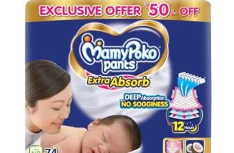 MamyPoko Pants Extra Absorb Baby Diapers, New Born (NB Size) | 0-5 kg | 74 Count |Deep Sleep Diapers| Soft Gentle fit |Deep Absorbent Crisscross | Skin Friendly with Coconut Oil |