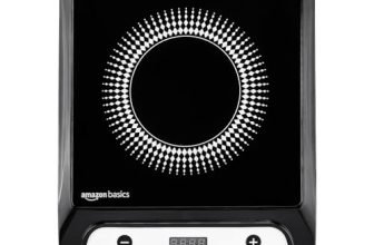 Amazon Basics 1600W Induction Cooktop | 7 Pre-Set Cooking Menus | LED Display | Smart Push Buttons I Energy Efficient, Auto Cut-off, 20A IGBT & 4KV Surge Protection I Black