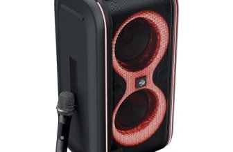 Zebronics Portable Bluetooth Speaker, Upto 5 Hours Playback, Dual 16.51cm Drivers, Karaoke, TWS, BT v5.4, USB, mSD, AUX, RGB, Wireless Mic with Display, Mobile Holder (Party Fyre 90)