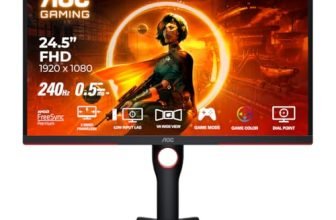 AOC 25G3ZM/BK 24.5″ FHD Gaming Monitor, 240Hz Refresh Rate, 1ms GTG Response Time, 6 Game Modes, Freesync Premium, Low Input Lag, ShadowControl, HDMI & DisplayPort