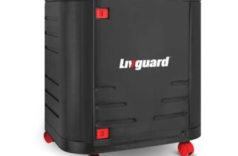 Livguard Inverter Battery Trolley with Covered Box | Support Single Jumbo/Flat Plate/Tall Tubular Battery |Heavy-Duty, Easy-Move Stand for Inverter and Battery – Black Red