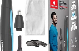 HAVELLS GS6532 5-in-1 Men’s Grooming Kit with Protective Combs, Rechargeable Grooming Kit 45 min  Runtime 4 Length Settings(Grey)