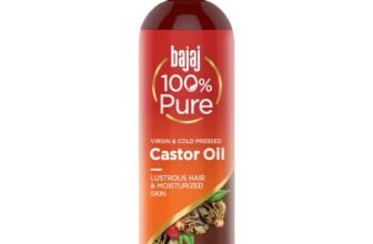 Bajaj 100% Pure Castor Oil 200ml, Pure Hair Oil, Natural Cold Pressed Castor Oil, No Silicones, Paraben Free, Lead Free