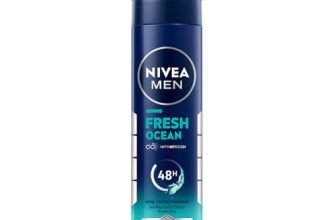 NIVEA Men Fresh Ocean Deodorant Spray, 150ml | 48 H Active Odour Protection | Fresh Long Lasting Deo for men | Fights Odour causing bacteria | Aqua and Sandalwood | 150ml