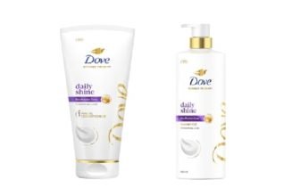 Dove Daily Shine Shampoo 650ml & Dove Daily Shine Conditioner 175ml, Combo | For Damaged or Frizzy Hair | Enriched with Nutritive Serum