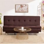 Da URBAN® 3 Seater Sofa for Living Room, Couch Sofa for Living Room (Velvet & Leatherette Brown)