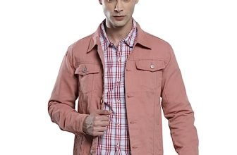 The Indian Garage Co Men Pink Slim Fit Solid Trucker Jacket