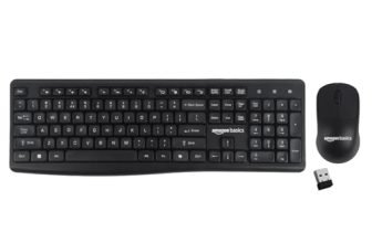 Amazon Basics Wireless Keyboard and Mouse Combo | 2.4GHz Wireless | Full-Size 104-Key Keyboard with ₹ Key | Low-Noise Typing | Compact Ergonomic Mouse | USB Receiver | Windows XP 7 8 10 11
