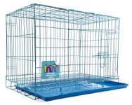 Midwest Dog Crates Cage Kennel 24 Inch – Age 2-4 Month & Adult Cats Crate (24Lx17Wx18H) – Sturdy Metal Construction – Portable & Foldable Design – Blue Color