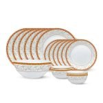 Larah by Borosil Ragina Kohinoor Series Opalware Dinner Set | 19 Pcs for Family of 6 | Microwave & Dishwasher Safe | Bone-Ash Free | Crockery Set for Dining & Gifting | Plates & Bowls | White