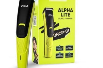 VEGA Alpha Lite Beard Trimmer for Men, Self-Sharpening Blades, Trimmer for Man, 4 Comb Attachment, Up to 6 Weeks Runtime 1 Charge, USB Type-C 2X Fast Charging, 2 Yrs Warranty(VHTH-44)